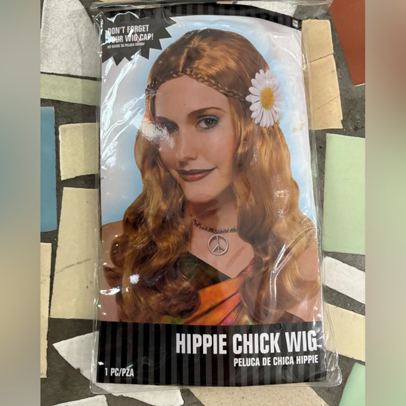 Nwt- Halloween- Hippie Chick Wig with Flower Accessory - Picture 2 of 3